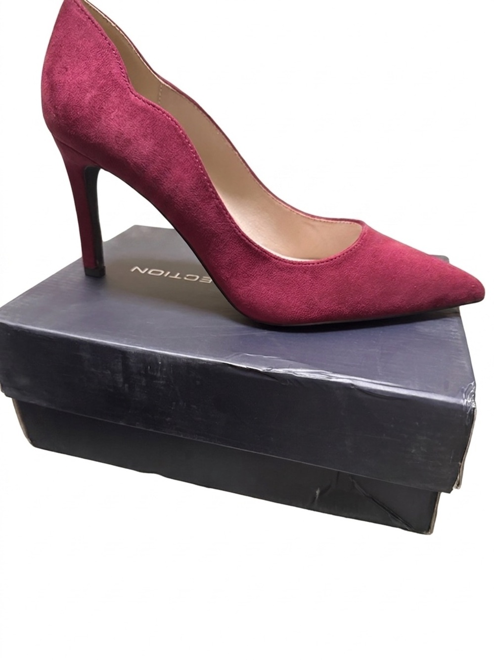 French Connection Suede Pointed Toe Stiletto Pump - Burgundy